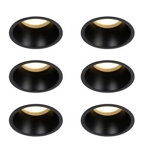 Sada 6 čiernych zabudovaných bodových svetiel GU10 70 mm IP44 - Dept vyobraziť
