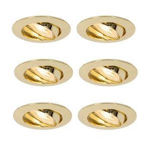 Sada 6 vstavaných bodových svetiel mosadz GU10 35 mm - Edu vyobraziť