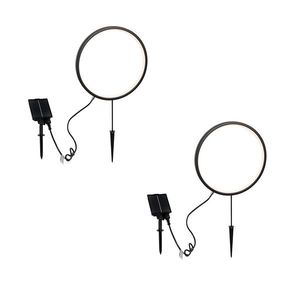 Sada 2 čiernych bodových svetiel 60 cm vrátane nabíjateľného LED a solárneho IP65 - Adalind vyobraziť