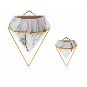 Nástenné kvetináče Semela biely mramor/zlaté vyobraziť