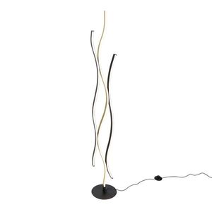 Dizajnová stojaca lampa čierna so zlatom vrátane stmievateľnej LED - Blaze vyobraziť