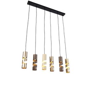 Moderné závesné svietidlo čierne s sivohnedou a béžovou farbou 6-svetiel - Stream vyobraziť