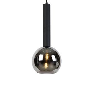 Moderné závesné svietidlo čierne s dymovým sklom - Clayton vyobraziť
