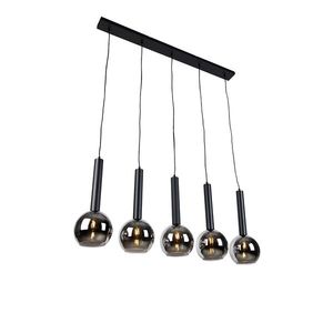 Moderné závesné svietidlo čierne s dymovým sklom 5-svetiel - Clayton vyobraziť