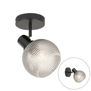 Dizajnové bodové svetlo čierne s dymovým sklom - Chico vyobraziť