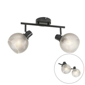 Dizajnové bodové svietidlo čierne s dymovým sklom 2-svetlo - Chico vyobraziť