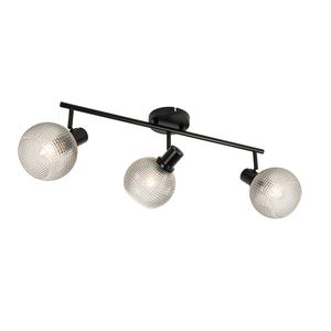 Dizajnové bodové svetlo čierne s dymovým sklom 3-svetlo - Chico vyobraziť