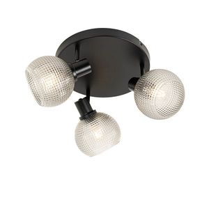 Dizajnové bodové svetlo čierne s dymovým sklom 3-svetlo okrúhle - Chico vyobraziť