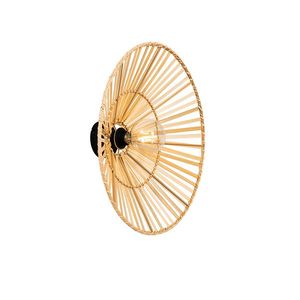 Orientálna nástenná lampa čierna s prírodným bambusom - Pua vyobraziť