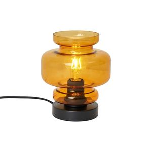 Retro stolná lampa čierna s oranžovým sklom - Denise vyobraziť