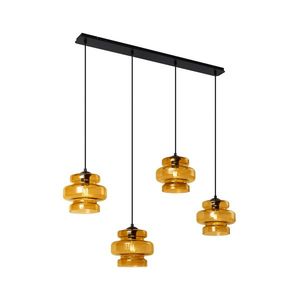 Retro závesná lampa čierna s oranžovým sklom 4-Lights - Denise vyobraziť