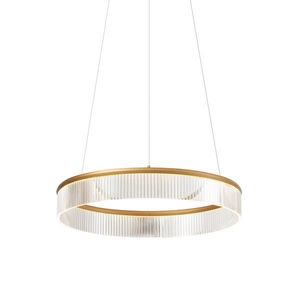 Moderné závesné svietidlo mosadzné 59cm vrátane LED s 3-stupňovým stmievaním - Anello Chandelier vyobraziť