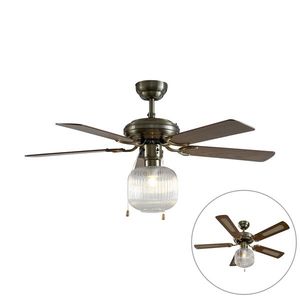 Stropný ventilátor mosadzný s drevom 107, 5 cm s ťahovým spínačom - Mistral Karel vyobraziť