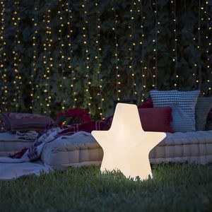 Vianočná stojaca lampa biela 45 cm vrátane nabíjateľného solárneho RGBW LED - Nova vyobraziť