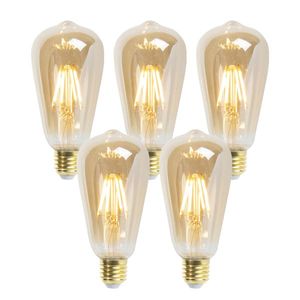 Sada 5 stmievateľných LED žiaroviek E27 ST64 Goldline 5W 380lm 2200K vyobraziť