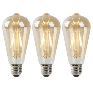 Sada 3 LED žiaroviek E27 ST64 zlatá so senzorom súmraku 4W 400lm 2200K vyobraziť