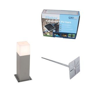 Vonkajšia lampa 30 cm sivá s zemným hrotom a káblovou objímkou - Denmark vyobraziť