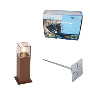 Vonkajšia lampa 30 cm hrdzavohnedá so zemným kolíkom a káblovou objímkou - Denmark vyobraziť