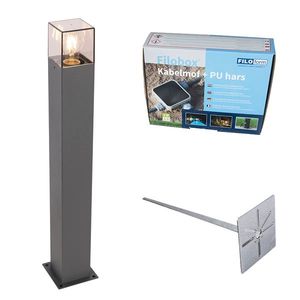 Vonkajšia lampa 70 cm antracit s hrotom do zeme a puzdrom na kábel - Denmark vyobraziť