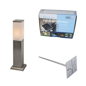 Vonkajšia lampa oceľová 45 cm IP44 - Malios so zemným hrotom a káblovou prírubou vyobraziť