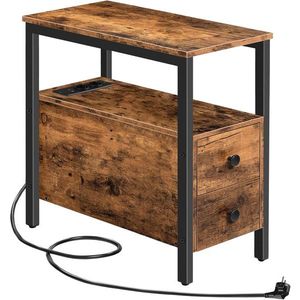 Nočný stolík Vasagle Drill s nabíjacou stanicou hnedý/čierny vyobraziť