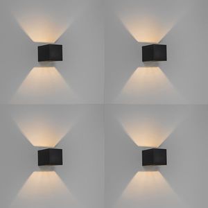 Sada 4 moderných nástenných svietidiel čiernych - Transfer vyobraziť