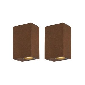 Sada 2 priemyselných nástenných svietidiel hrdzavohnedá 2-svetlá IP44 - Baleno vyobraziť