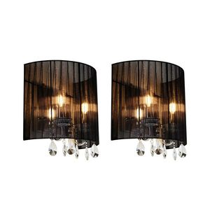 Sada 2 nástenných svietidiel chróm s čiernym tienidlom - Ann-Kathrin 2 vyobraziť