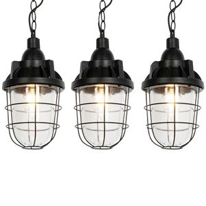 Sada 3 priemyselných závesných svietidiel čiernych - Cabin vyobraziť