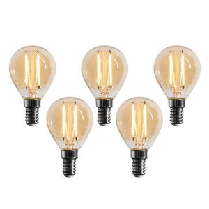 Sada 5 stmievateľných LED žiaroviek E14 G45 zlatá 4W 330 lm 2100K vyobraziť
