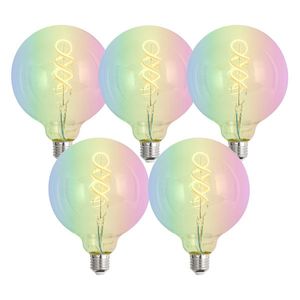 Sada 5 ks Inteligentné stmievateľné LED žiarovky E27 G125 RGBW 4W 250lm 2700K vyobraziť