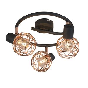 Moderné bodové svetlo čierne s meďou 3-žiarovkové - Mesh vyobraziť