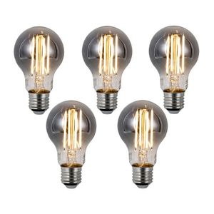 Sada 5 ks Inteligentné stmievateľné LED žiarovky E27 A60 dymové 4, 9 W 150 lm 1800 K vyobraziť