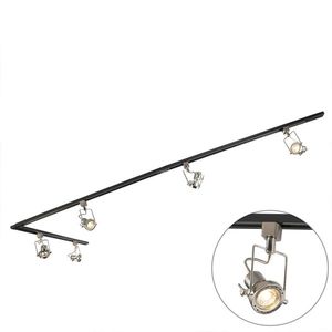 Inteligentná 1-fázová koľajnica čierna s oceľou Vrátane 5 WiFi GU10 - Iconic Suplux vyobraziť