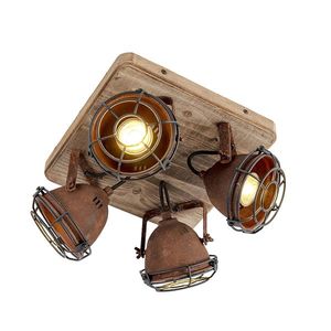 Inteligentný reflektor hrdzavo hnedý s drevom Vrátane 4 WiFi GU10 - Gina vyobraziť