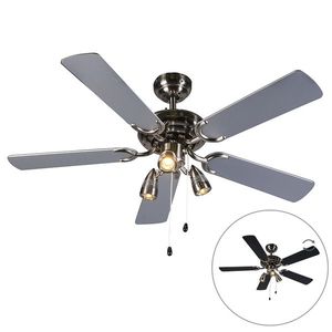 Stropný ventilátor oceľový 110 cm 3-svetelný s ťahacím káblom - Mistral vyobraziť