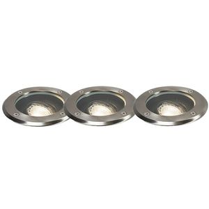Sada 3 vonkajších zemných reflektorov oceľ nastaviteľné IP65 - Delux vyobraziť