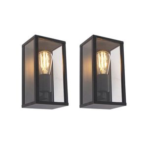 Sada 2 priemyselných nástenných svietidiel čiernych 26 cm IP44 - Charlois vyobraziť