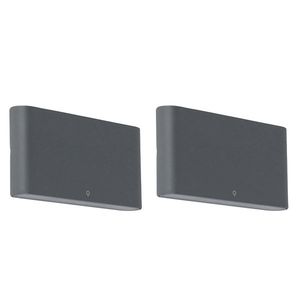 Sada 2 vonkajších nástenných svietidiel tmavosivá 17, 5 cm vrátane LED - Batt vyobraziť