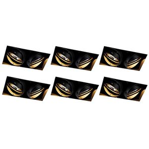 Sada 6 zapustených bodových svetiel čiernych GU10 AR111 bez rámu 2-svetlo - Oneon vyobraziť