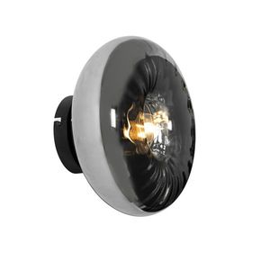 Art Deco nástenná lampa čierna s dymovým sklom - Ayesha vyobraziť