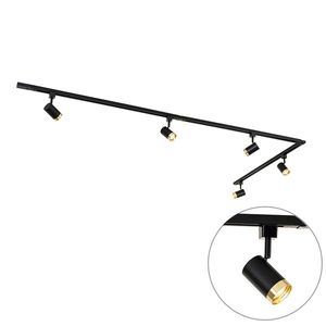 1-fázový koľajnicový systém s 5 reflektormi čierny so zlatým krúžkom - Jeana vyobraziť