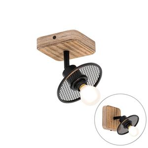 Priemyselné stropné svietidlo čierne s drevom - Jasmijn vyobraziť