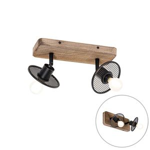 Priemyselné stropné bodové svietidlo čierne s drevom 2-svetlo - Jasmine vyobraziť
