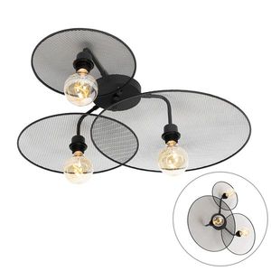 Dizajnová nástenná lampa čierna s mriežkou 3-svetlá - Jane vyobraziť