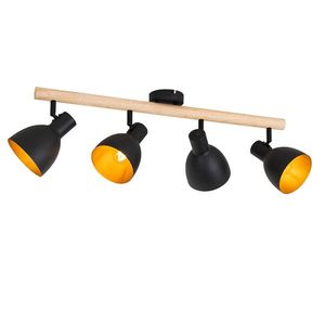 Rustikálne bodové svetlo čierne s drevom 4-svetlo - Flint vyobraziť