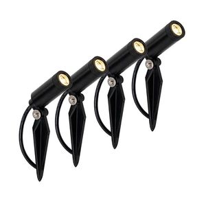 Sada 4 čiernych bodových svetiel s hrotmi vrátane LED IP65 solárne nabíjateľných - Garly vyobraziť