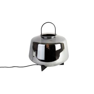 Art Deco stolná lampa čierna s dymovým sklom 30 cm - Kevin vyobraziť