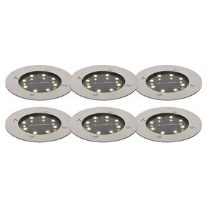 Sada 6 oceľových záhradných bodových svetiel vrátane LED IP65 solárnych - Terry vyobraziť