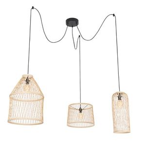 Rustikálne vonkajšie závesné svietidlo ratan 3-svetlo - Calamus vyobraziť